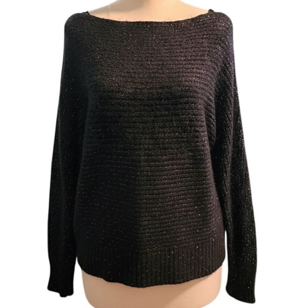 Abercrombie & Fitch Metallic Shimmer Ribbed Boatneck Sweater, Size Medium